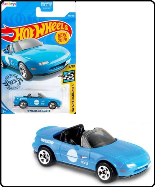Hotwheels Hot Wheels Diecast Model Car First Ed 2019 184 / 250 Mazda MX 5 MX5 Miata 1991 Speed Graph