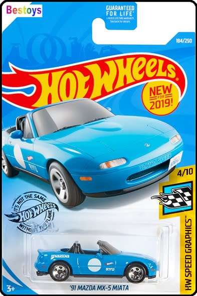 Hotwheels Hot Wheels Diecast Model Car First Ed 2019 184 / 250 Mazda MX 5 MX5 Miata 1991 Speed Graph