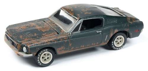 Johnny Lightning Diecast Model Car Barn Finds Ford Mustang GT Fastback 1968 + Resin barn diorama1/64