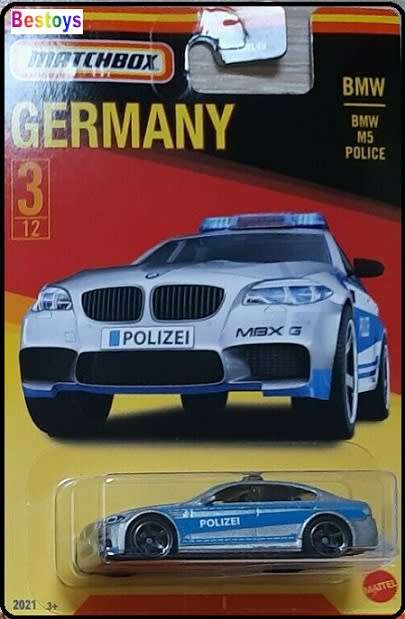 Matchbox Diecast Model Car Germany series BMW M 5 M5 Police Polizei 1/64 scale new in pack