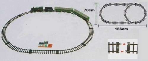 Rail King Plastic Train Set Battery Operated 5 carriages + 14 pcs track Steam Engine Gift Hobby new