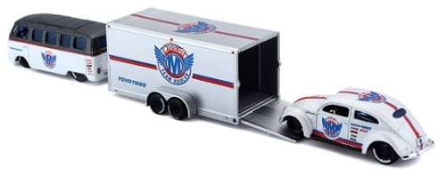 Maisto Diecast Model Car Design Series Hauler VW Volkswagen Kombi Samba Bus + Beetle + Enclosed Trai