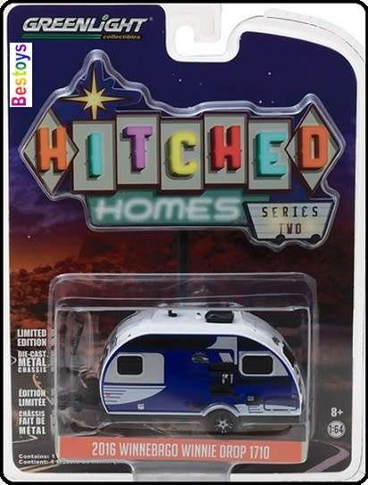 Greenlight Diecast Model Caravan Hitched Homes Caravan Wiinebago Winnie Drop 1710 2016 1/64 scale ne