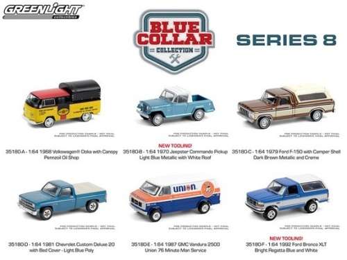 Greenlight Diecast Model Car Blue Collar Ford F 150 F150 Pickup 1979 1/64 scale new in pack