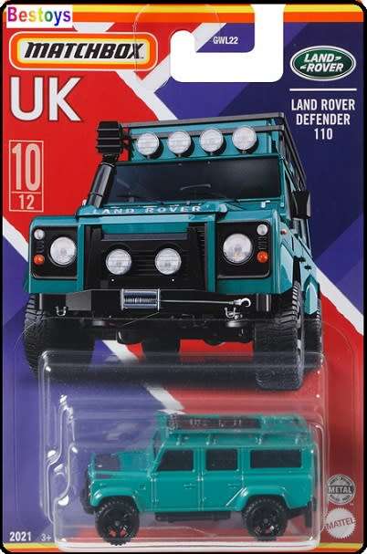Matchbox Diecast Model Car UK series Land Rover Defender 110 1/64 scale new in pack