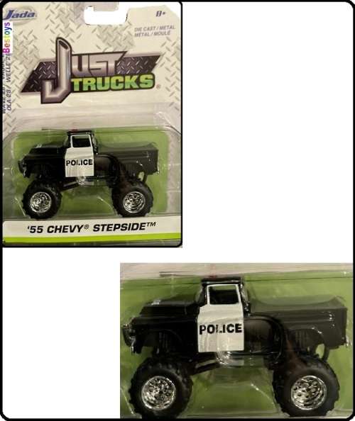 JADA Diecast Model Car Trucks Series Chevy Chevrolet Stepside Pickup 1955 `Police` 1/64 scale new