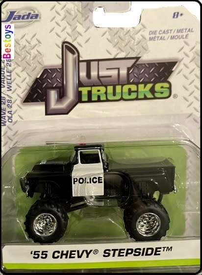 JADA Diecast Model Car Trucks Series Chevy Chevrolet Stepside Pickup 1955 `Police` 1/64 scale new