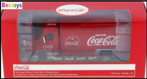 Motor City Diecast Model Car 450060 Beverage Truck + Trolley + Crates "Coca Cola" 1/50 scale new