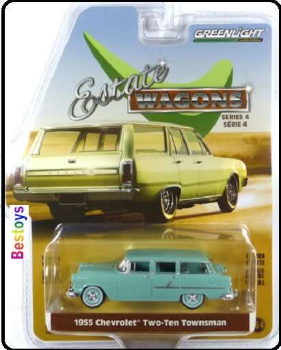 Greenlight Diecast Model Car Estate Wagons Chevy Chevrolet Two Ten Townsman 1955 1/64 scale new