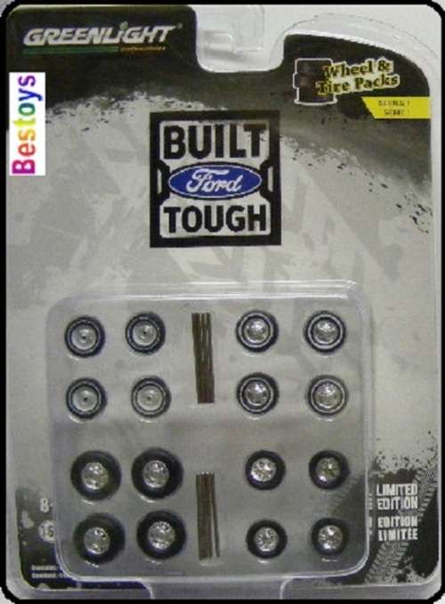 Greenlight Model Car Wheel Set Ford rubber real riders 1/64 scale new in pack