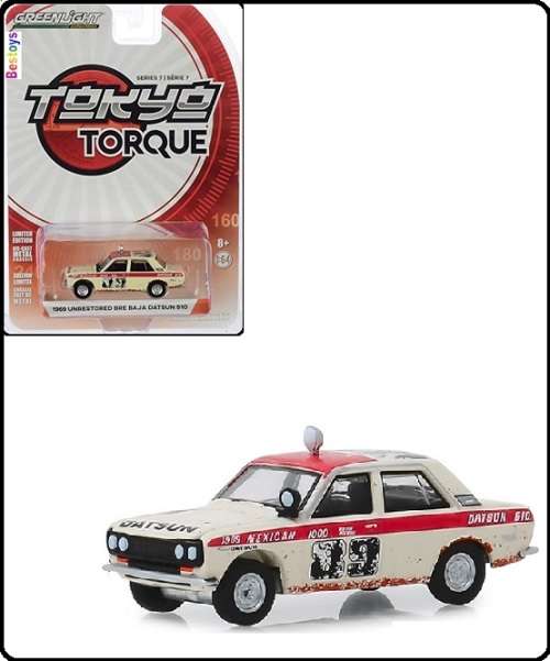 Greenlight Diecast Model Car Tokyo Torque Datsun 510 4 door BRE Baja Unrestored 1969 1/64 scale new