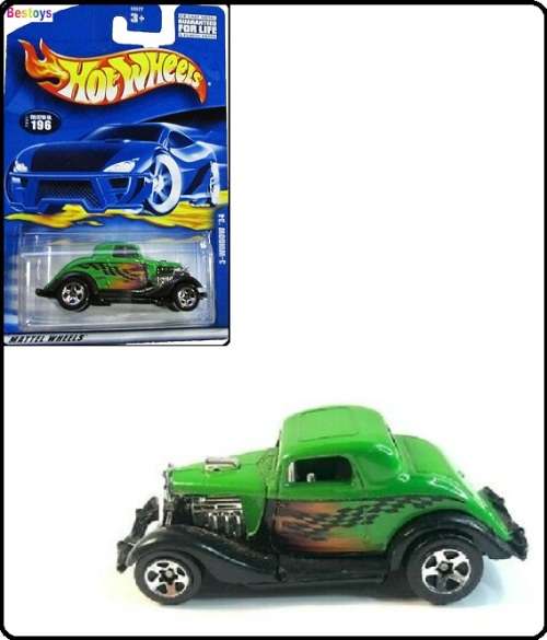 Hotwheels Hot Wheels Diecast Model Car 2001 No 196 Ford 3 window 1934 1/64 scale new in pack