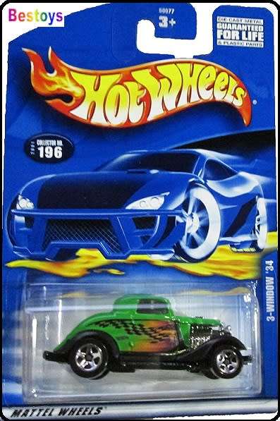 Hotwheels Hot Wheels Diecast Model Car 2001 No 196 Ford 3 window 1934 1/64 scale new in pack