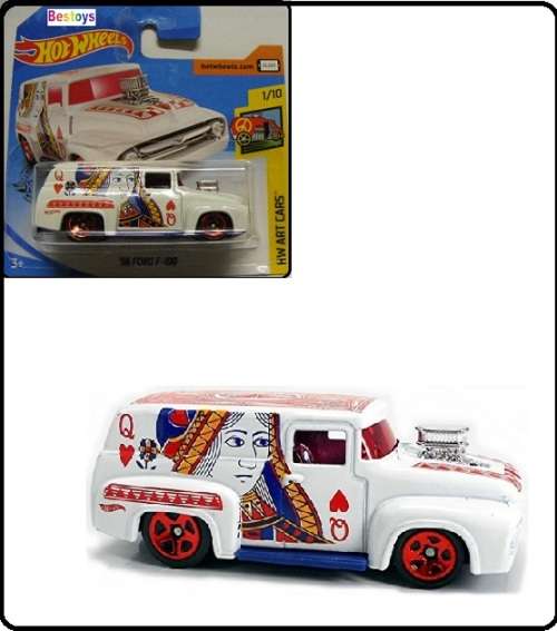 Hotwheels Hot Wheels Diecast Model Car 2019 187 / 250 Ford F100 F 100 Panelvan 1956 Art Cars 1/64 sc
