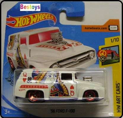 Hotwheels Hot Wheels Diecast Model Car 2019 187 / 250 Ford F100 F 100 Panelvan 1956 Art Cars 1/64 sc