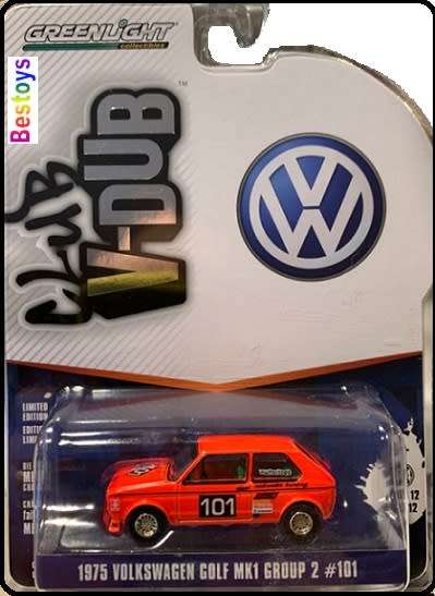 Greenlight Diecast Model Car VDub Series VW Volkswagen Golf Mk 1 Mk1 1975 Group 2 No 101 Motorsport