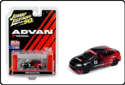 Johnny Lightning Diecast Model Car MIJO Excl Ltd Ed Honda Civic 2000 No 21 "Advan" 1/64 scale new