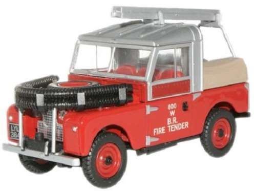 Oxford Diecast Model Car LAN188015 Land Rover 88 " inch British Rail Fire 1/76 OO railway scale new