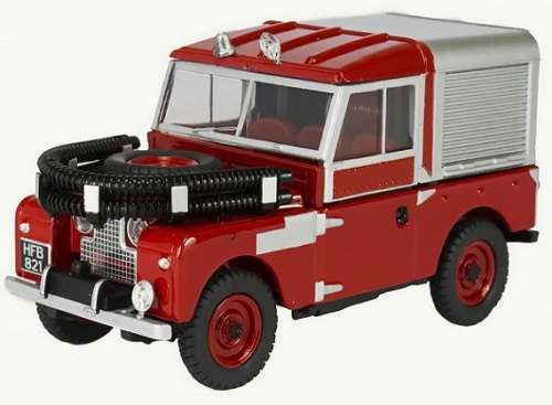 Oxford Diecast Model Car LAN188012 Land Rover 88` inch Fire with hoses 1/76 OO railway scale