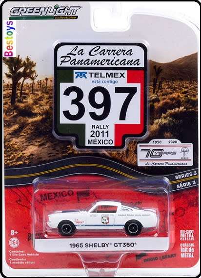 Greenlight Diecast Model Car Rally Mexico 2011 Ford Mustang Shelby GT 350 GT350 1965 Motorsport 1/64