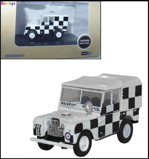 Oxford Diecast Model Car LAN180009 Land Rover Series 1 80" 80 inch Canvas back RAF Tripoli Rescue Mi
