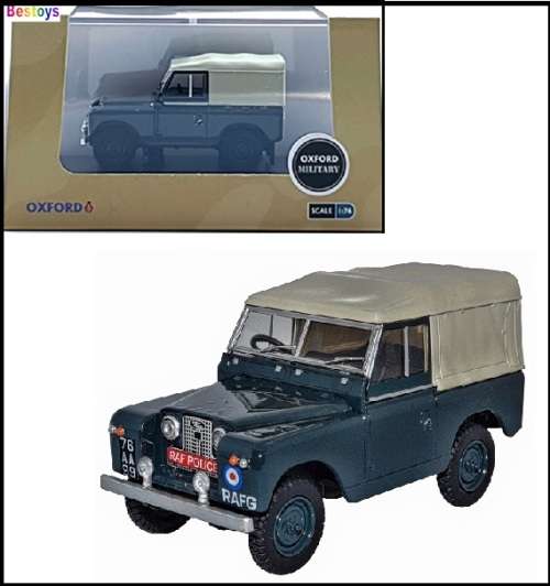 Oxford Diecast Model Car LR2S007 Land Rover Series 2 SWB Canvas back RAF Police 1/76 OO railway scal