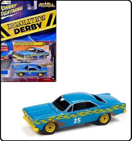 Johnny Lightning Diecast Model Car Classic Street Freaks Ford Fairlane Stock Car 1967 No 25 1/64 sca