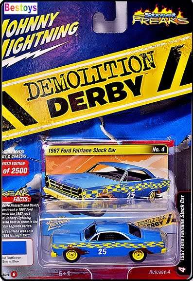 Johnny Lightning Diecast Model Car Classic Street Freaks Ford Fairlane Stock Car 1967 No 25 1/64 sca