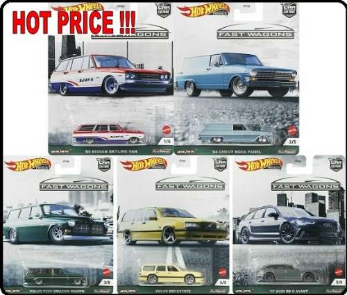 Hotwheels Hot Wheels Diecast Model Car Culture Fast Wagons Set Volvo Amazon 850 Audi Chevy Nissan Sk