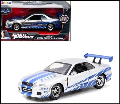 JADA Diecast Model Car Nissan GT-R GTR R34 R 34 Brian Fast & Furious Movie Film TV 1/32 scale new
