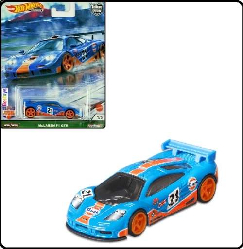 Hotwheels Hot Wheels Diecast Model Car Culture British Horse Power McLaren F 1 1 F1 GTR No 21 "Gulf"