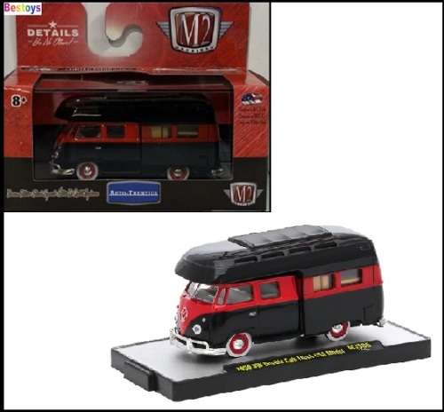 Castline M2 Diecast Model Car Auto Thentics VW Volkswagen Kombi Double Cab Camper USA 1959 1/64 scal