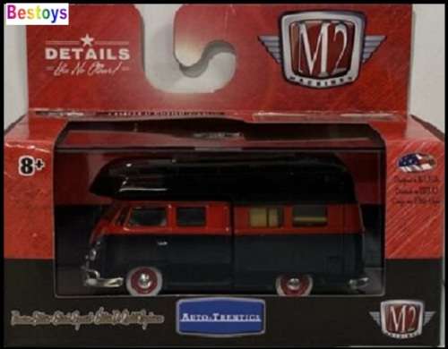 Castline M2 Diecast Model Car Auto Thentics VW Volkswagen Kombi Double Cab Camper USA 1959 1/64 scal