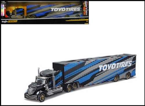 Maisto Diecast Model Truck Design Hauler Series International Lonestar + Enclosed Trailer "Toyo Tyre