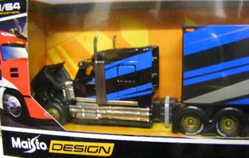 Maisto Diecast Model Truck Design Hauler Series International Lonestar + Enclosed Trailer "Toyo Tyre