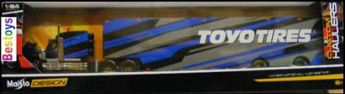 Maisto Diecast Model Truck Design Hauler Series International Lonestar + Enclosed Trailer "Toyo Tyre