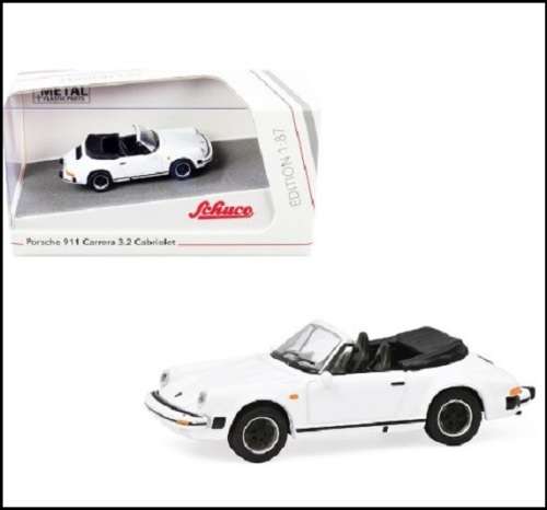 Schuco Diecast Model Car 26598 Porsche 911 Carrera 3.2 Cabriolet 1/87 HO railway scale new in pack