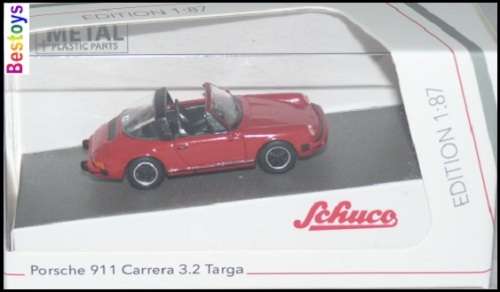 Schuco Diecast Model Car 26564 Porsche 911 Carrera 3.2 Targa 1/87 HO railway scale new in pack