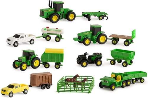 TOMY John Deere 20 piece playset Tractors Trailers Cars & Farming Agricultural implements new in pac