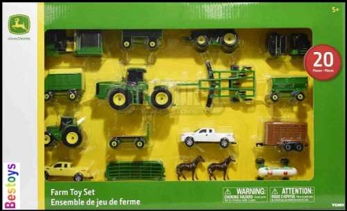 TOMY John Deere 20 piece playset Tractors Trailers Cars & Farming Agricultural implements new in pac