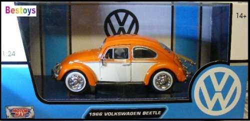 Motormax Diecast Model Car 79550 VW Volkswagen Beetle + boot rack 1/24 scale new in pack