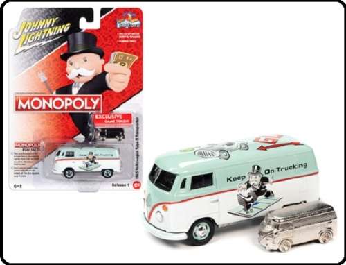 Johnny Lightning Diecast Model Car Pop Culture VW Volkswagen Kombi T 2 Panelvan 1965 "Monopoly" + To