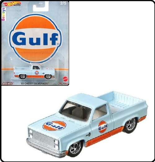 Hotwheels Hot Wheels Diecast Model Car Pop Culture Fuel Chevy Silverado Pickup 1983 "Gulf" 1/64 scal