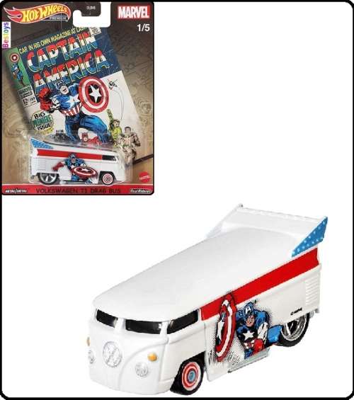 Hotwheels Hot Wheels Diecast Model Car Pop Culture Marvel Comics VW Volkswagen Kombi T 1 T1 Drag Bus