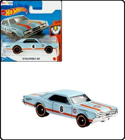 Hotwheels Hot Wheels Diecast Model Car 2021 231 / 250 Oldsmobile 4421967 No 6 "Gulf" Muscle Mania