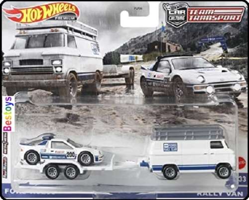 Hotwheels Hot Wheels Diecast Model Car Culture Team Transport Ford RS 200 RS200 No 200 + Van + Trail