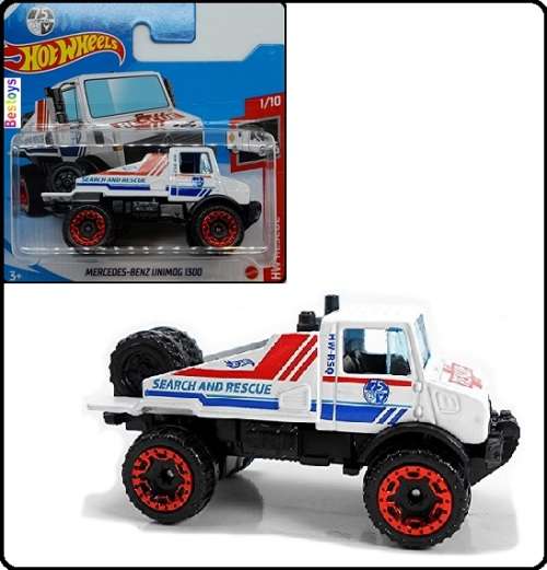 Hotwheels Hot Wheels Diecast Model Car 2021 188 / 250 Mercedes Benz Unimog 1300 75th Anniv Rescue