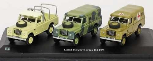 Cararama Hongwell Diecast Model Car Set 3 pk Land Rover Series III 3 109 inch 1/72 OO railway scale