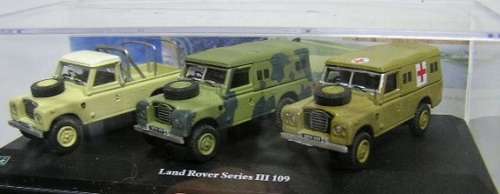 Cararama Hongwell Diecast Model Car Set 3 pk Land Rover Series III 3 109 inch 1/72 OO railway scale