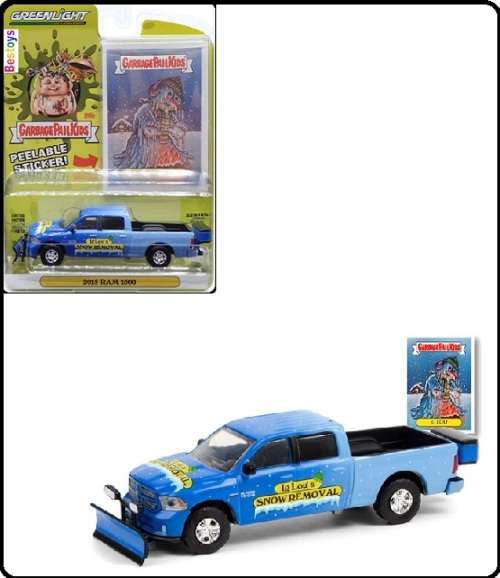 Greenlight Diecast Model Car Garbage Pail Kids Dodge RAM 1500 Pickup 2015 Snow Removal Ig Lou 1/64 s